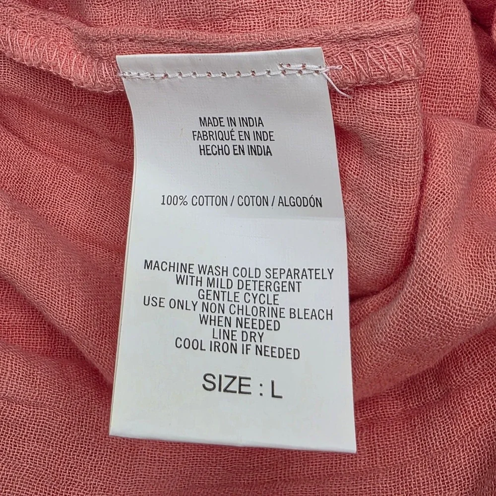 NWT O'Neill Brenda Pants Large Canyon Clay Pink Cotton Crinkle‎ Gauze Wide Leg